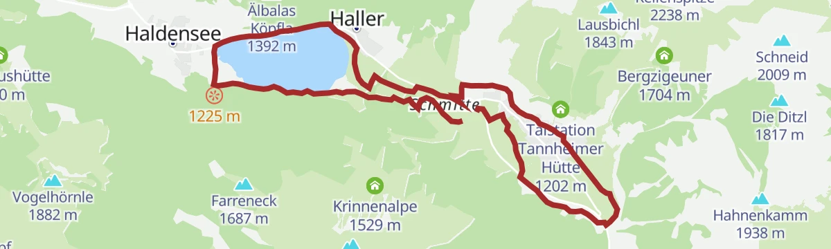 Route map: 2026 SEEN-LAUF Tannheimer Tal - 12 km Lauf